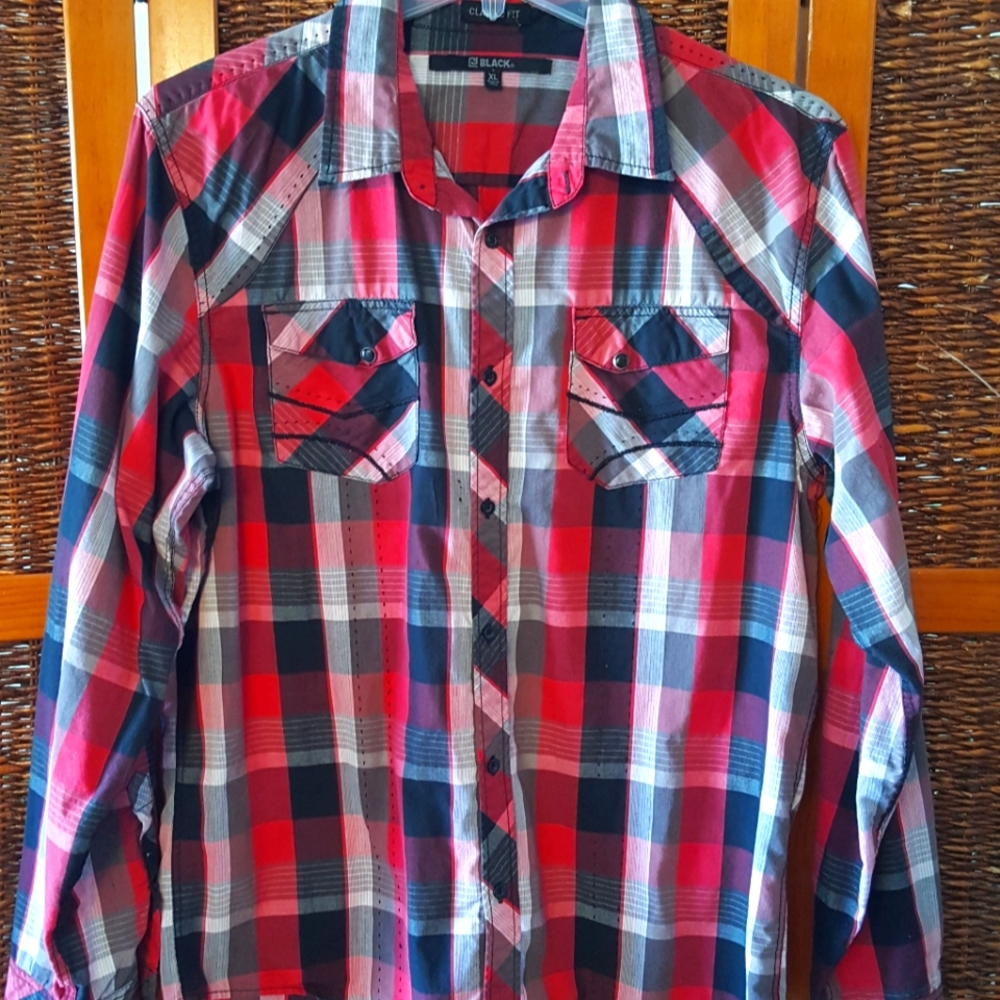 Cj Black Plaid Button Down Shirt